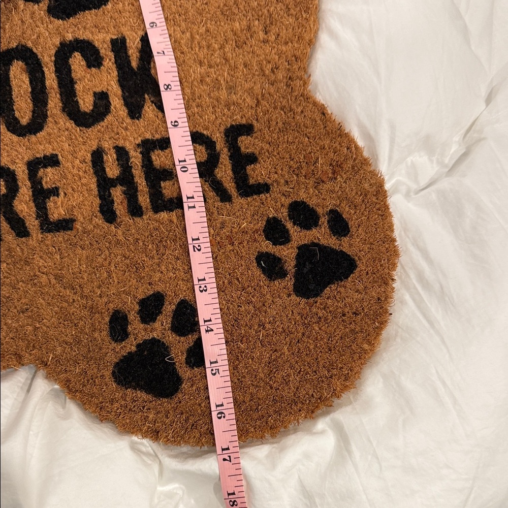 Mud Pie Bone-Shaped Doormat in Brown with Black Paw Print - Picture 8 of 9